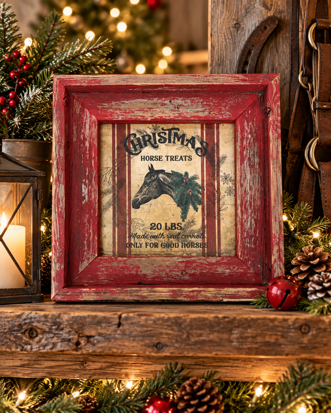 Christmas Horse Treats | Original Framed Holiday Art